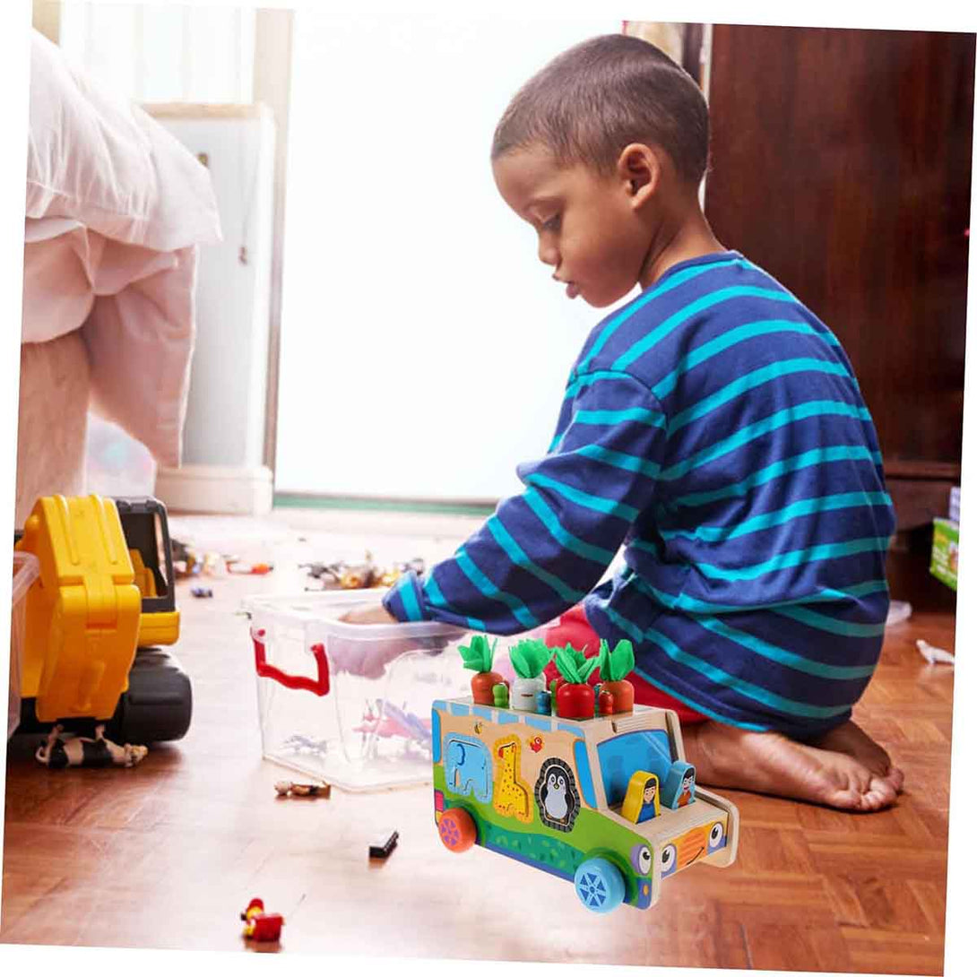 1 Set Wooden Building Blocks Radish Farm Toys Wooden Toddler Puzzles - Tootooie