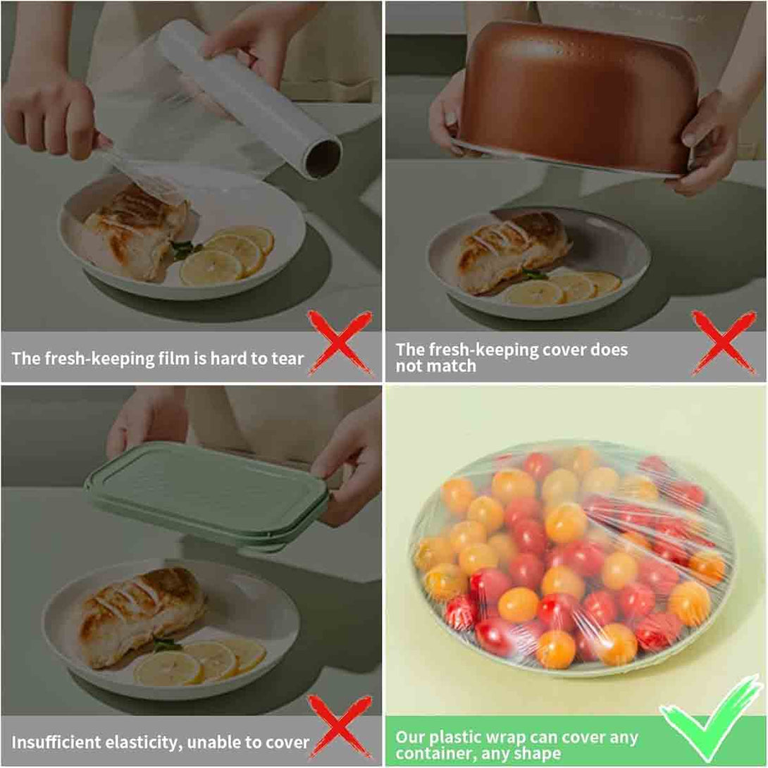 100 Pcs Fresh Stretch Plastic Bags Food Covers - Tootooie
