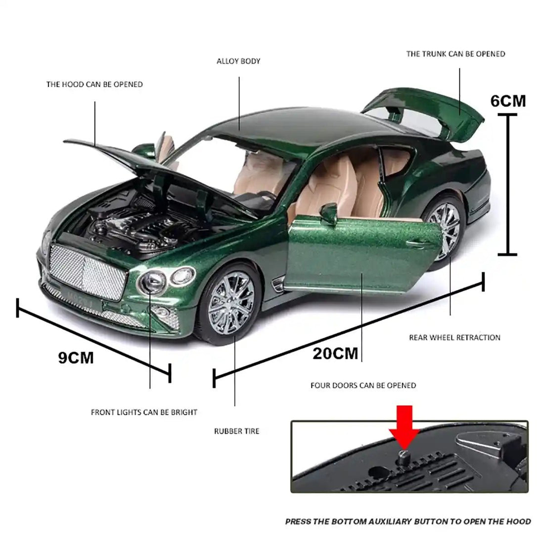 Diecast Bentley Continental GT Metal Vehicle Toy with Light Sound for Kids - Tootooie