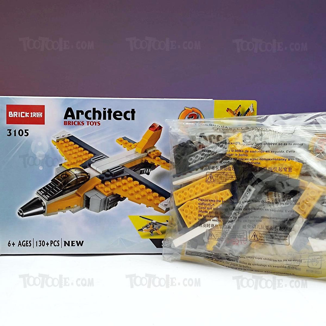 130 PC Architect Super Airplaine 3 Change Brick Lego Puzzle Game for Kids - Tootooie