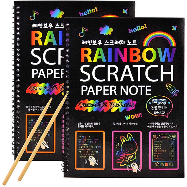 Rainbow Color Scratch Off Paper Art Book for Kids