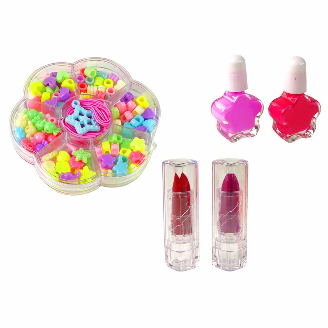 2 in 1 Fashion Gifts Kid Makeup Set Nail Polish Jewellery And DIY Beads Kit - Tootooie