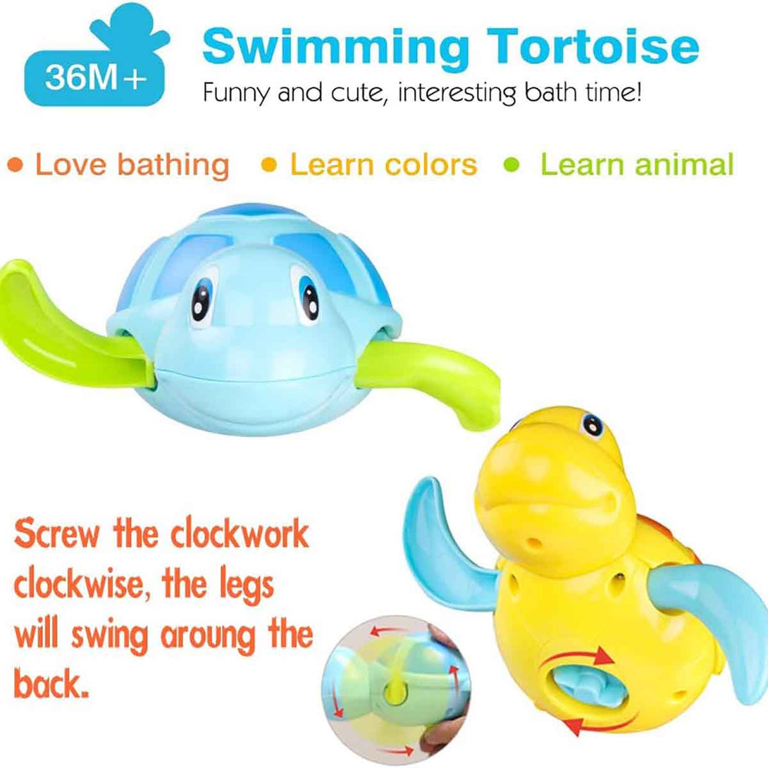 2 Pcs Turtle Wind Up Bathtub Floating Water Bathing Toy for Toddlers - Tootooie