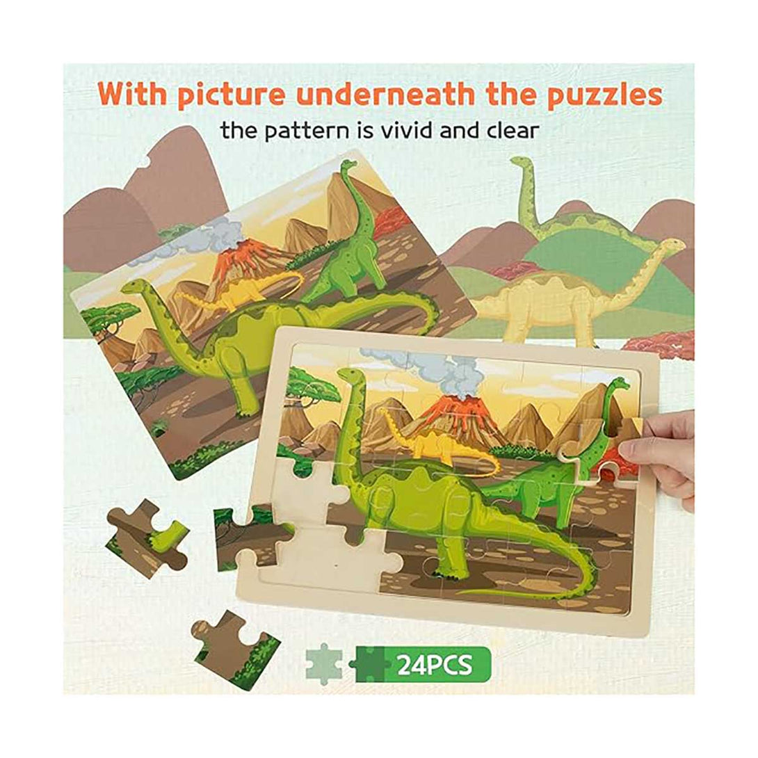 24 Pcs Brain Teaser Boards Best Gifts Dino Puzzles for Kids - Tootooie