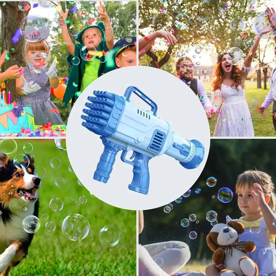 32 Holes Bubble Maker Gatling Bubble Gun Machine Toy Indoor and Outdoor Toddlers Launcher - Tootooie