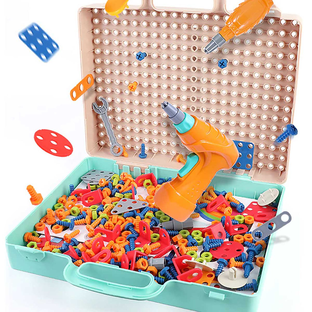 Educational Drill Creative Mosaic Drill Set 3D Puzzle Building Space Adventure Construction Toy  with Storage Box - Tootooie