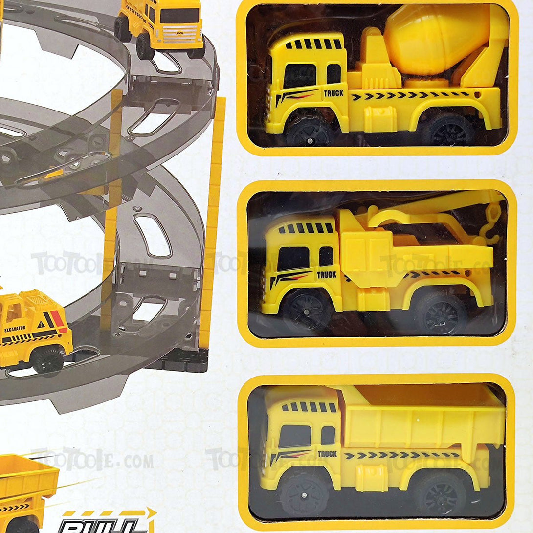 3D DIY Parking Track Set w/ Construction Trucks 101 Pcs for Kids - Tootooie