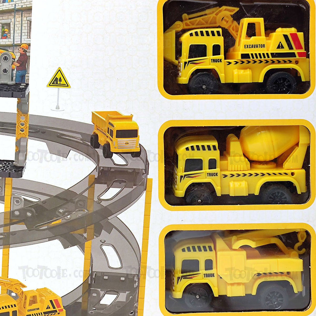 3D DIY Parking Track Set w/ Construction Trucks 101 Pcs for Kids - Tootooie