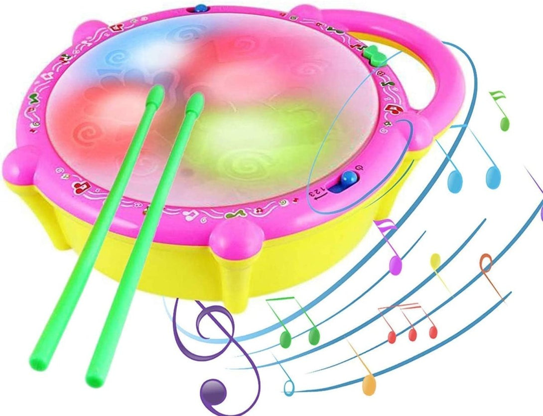 3D Flash Drum Toy with Sticks - Vibrant Flash Lights & Musical Sound Effects - Tootooie