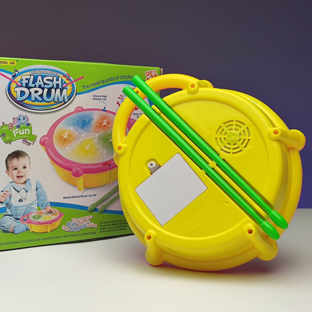 3D Flash Drum Toy with Sticks - Vibrant Flash Lights & Musical Sound Effects - Tootooie