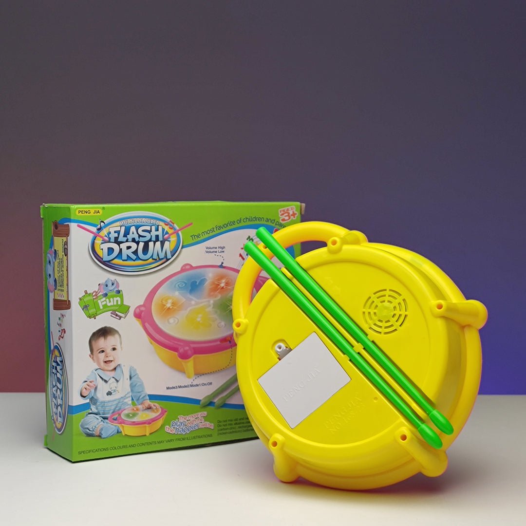 3D Flash Drum Toy with Sticks - Vibrant Flash Lights & Musical Sound Effects - Tootooie