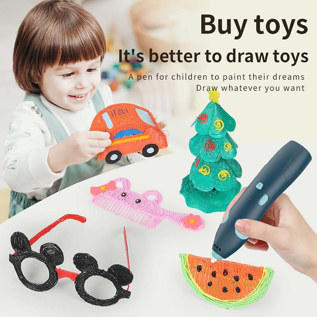 3D Graffiti DIY Printing Doodle Low Temperature Pen for Drawing Own Shapes Toys for Kids - Tootooie