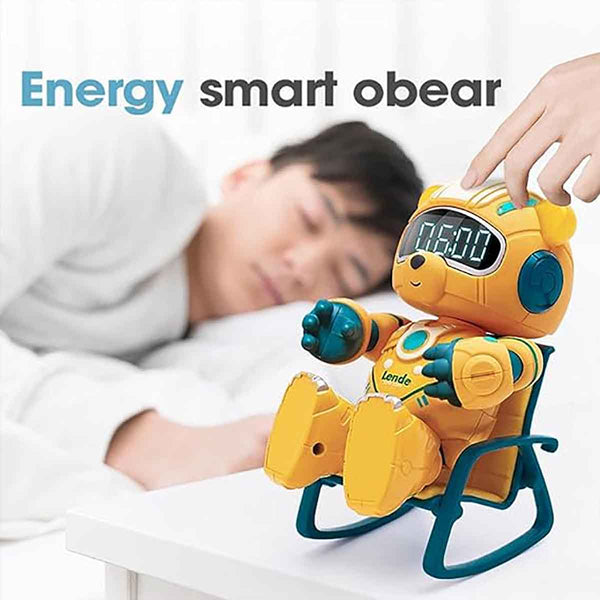 Smart Robot Bear Child Alarm Clock Colorful Night Light Wake Up Table Clock for Kids