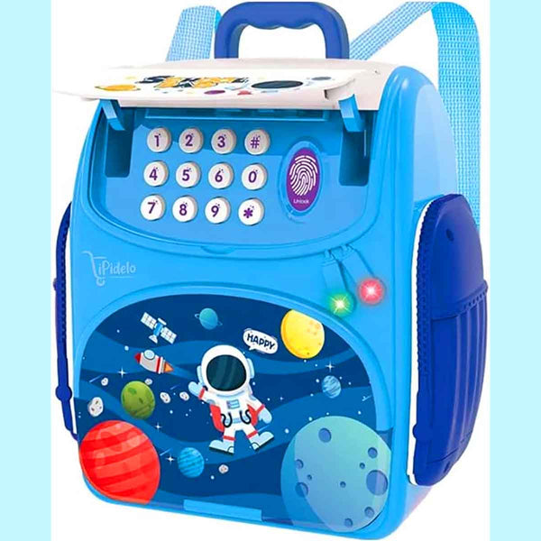Bag Style Piggy Bank ATM for Kids with Password Operation | Money Saving Box  w/ Light Sound Birthday Gift for Boys Girls - Space