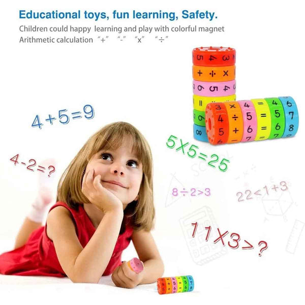 Cylindrical Magnetic Maths Learning Educational Numbers and Symbols in Cylinder Shape Building Blocks, Brain Intelligence Developing Kids Toy (Lerning Toy)