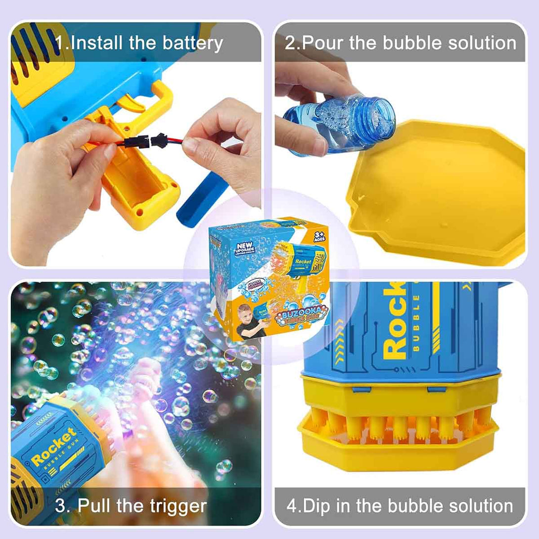 69 Holes Bubbles Machine Gun with 2 Bubble Solution - Tootooie
