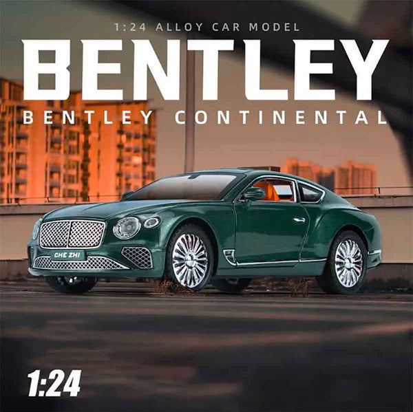 1:24 Diecast   Bentley Continental GT Metal Vehicle Toy with Light Sound for Kids