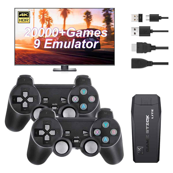 Wireless Retro Game Console with 2 wireless Controllers w/ 20000+ Retro Arcade 90s Games, 4K HDMI Output, 2.4GHz Controller for TV Plug for Kids Boys