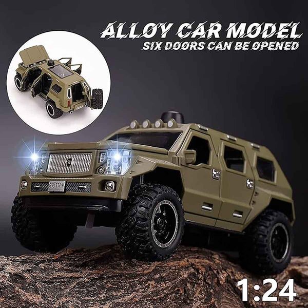 1:24 G Patton DieCast 6-Door Off-Road Jeep SUV Model Large Wheel for Kids