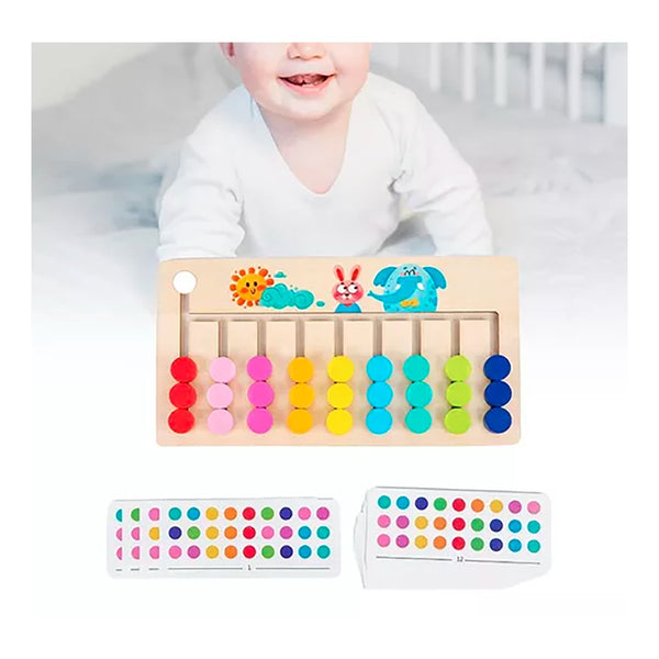 Montessori Slide Puzzle Wooden 9 Colors Educational Puzzle Game for Kids - Tootooie