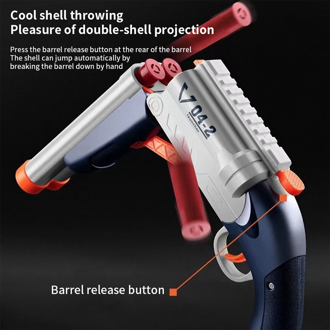 Double Barrel Ejecting Shell w/ Eva Soft Bullets Realistic Model Shotgun Adventure Gun Toy for Kids Boys Gift