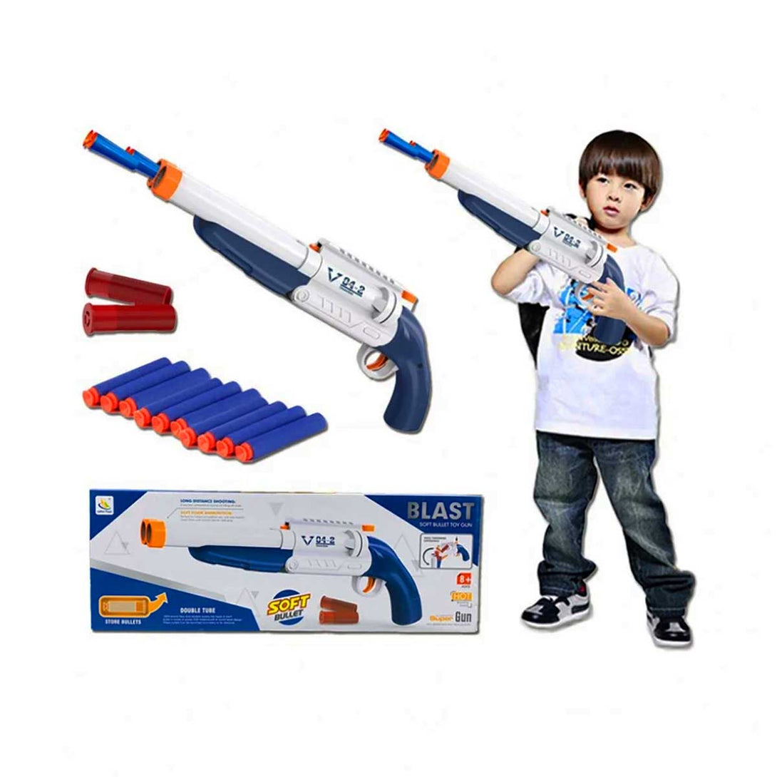 Double Barrel Ejecting Shell w/ Eva Soft Bullets Realistic Model Shotgun Adventure Gun Toy for Kids Boys Gift