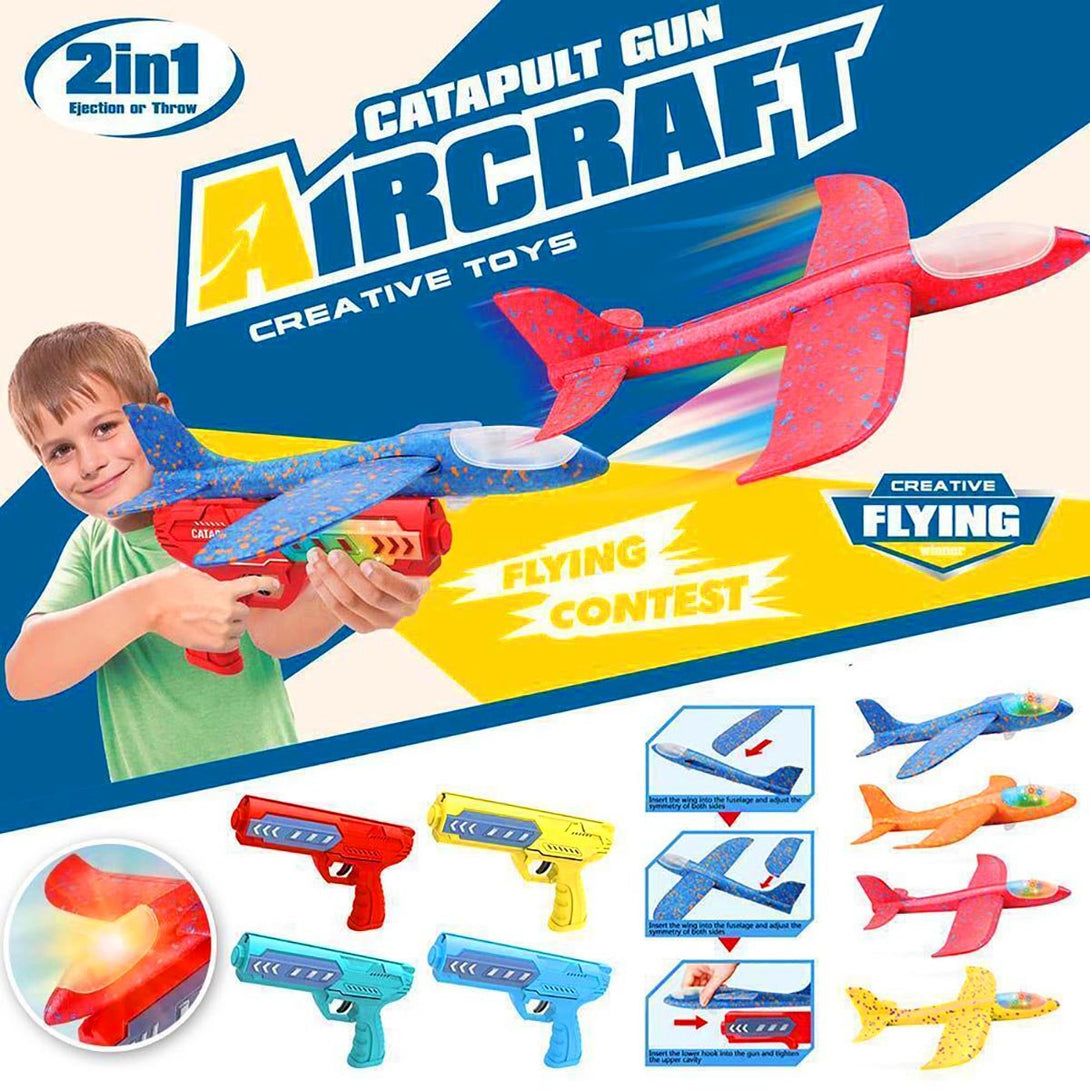 Airplane Catapult Launcher Gun Toy For Kids Foam Model - Tootooie