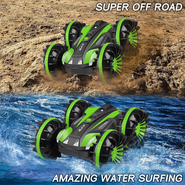 Amphibious WaterProof 360 Multi-Function Stunt Car with RC and Watch for Kids - Tootooie