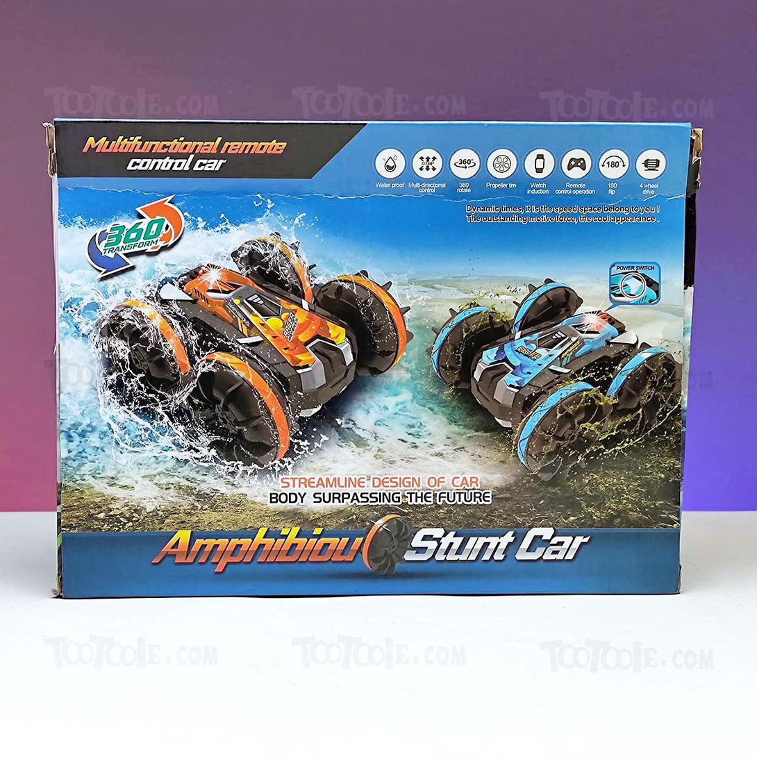 Amphibious WaterProof 360 Multi-Function Stunt Car with RC and Watch for Kids - Tootooie