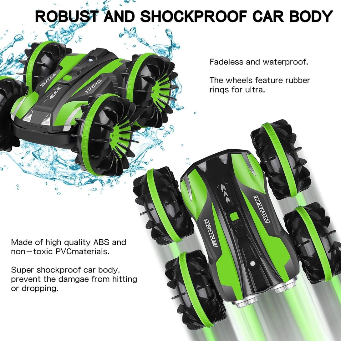 Amphibious WaterProof 360 Multi-Function Stunt Car with RC and Watch for Kids - Tootooie