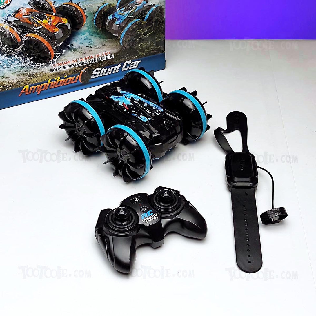 Amphibious WaterProof 360 Multi-Function Stunt Car with RC and Watch for Kids - Tootooie