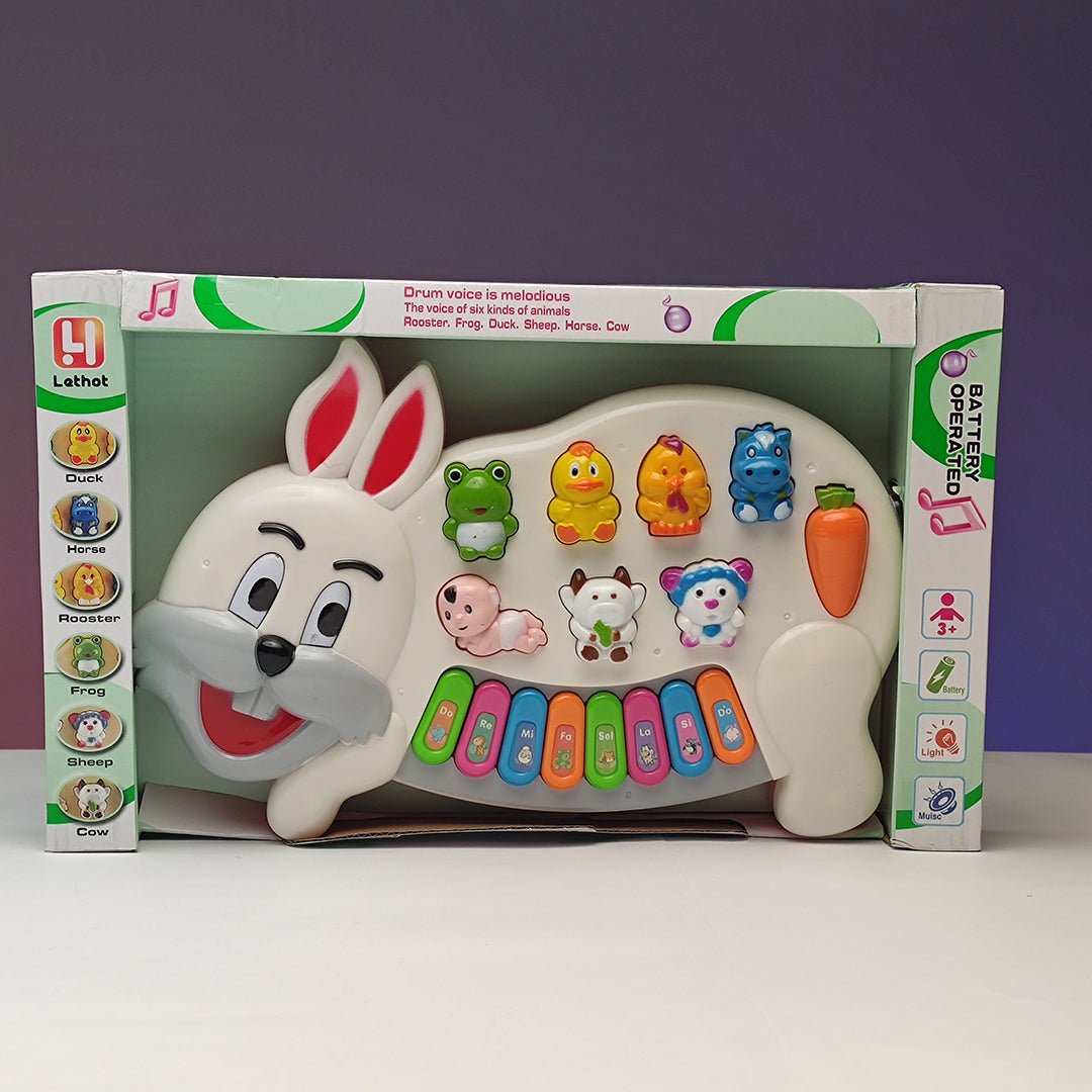 Cartoon Rabbit Piano with 3 Modes Flashing Lights Wonderful Sound Music - Tootooie