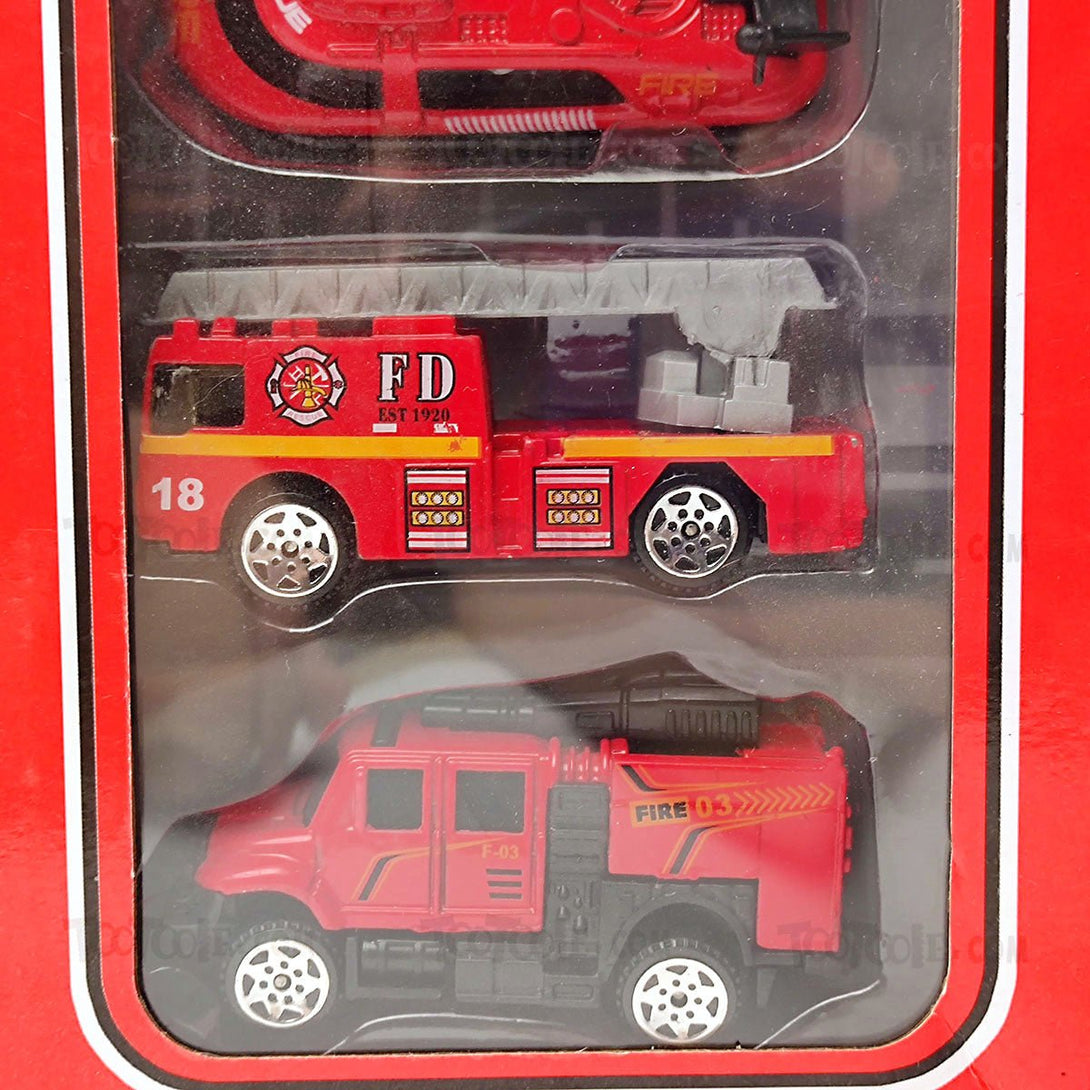 City Fire Rescue Track Set Alloy Cars Fire Trucks 51 Pcs for Kids - Tootooie