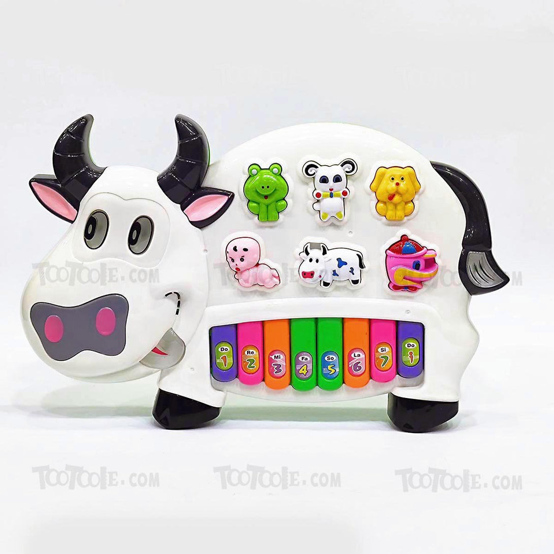 Cow Piano Interactive Animal Sounds Lights Toy for Kids - Tootooie