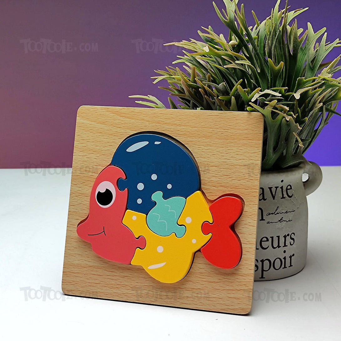 Cute Small Wooden Learning Puzzles Animals Objects for Kids - Tootooie