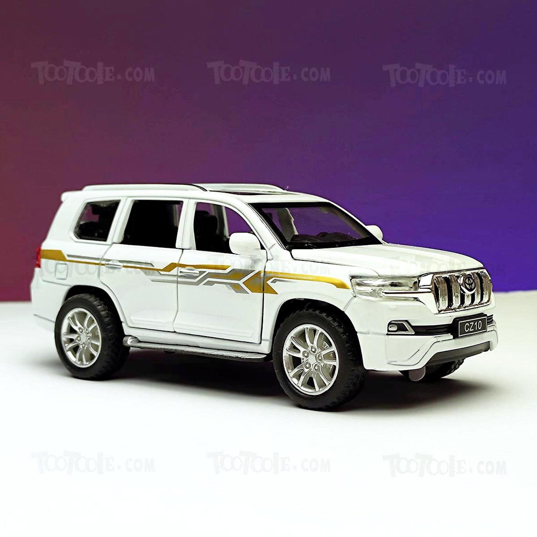 Diecast Car Toyota Prado Land Cruiser Luxury SUV Pull Back Car Model with Light - Tootooie