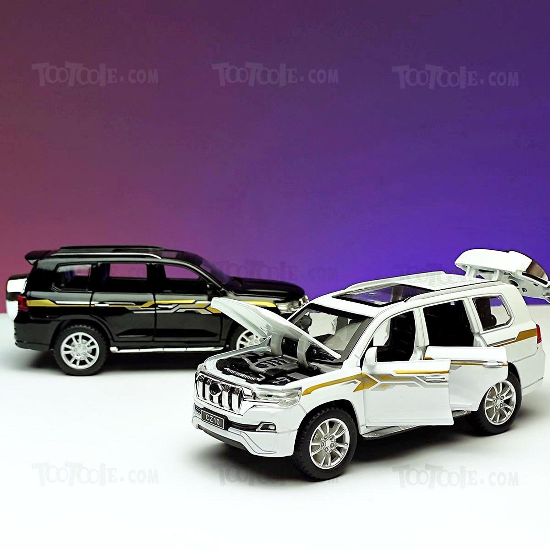 Diecast Car Toyota Prado Land Cruiser Luxury SUV Pull Back Car Model with Light - Tootooie