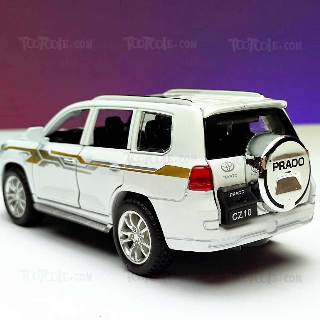 Diecast Car Toyota Prado Land Cruiser Luxury SUV Pull Back Car Model with Light - Tootooie