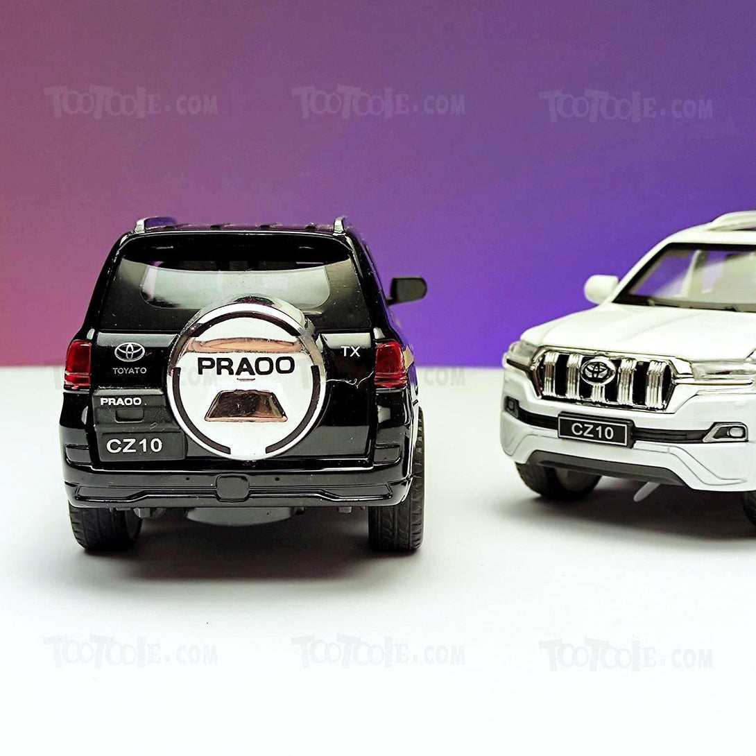 Diecast Car Toyota Prado Land Cruiser Luxury SUV Pull Back Car Model with Light - Tootooie