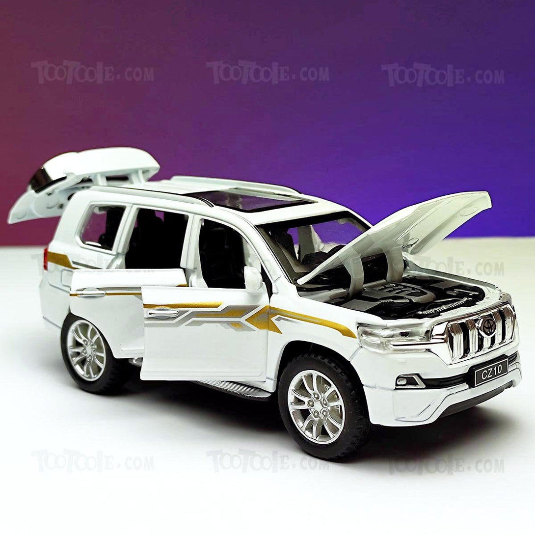 Diecast Car Toyota Prado Land Cruiser Luxury SUV Pull Back Car Model with Light - Tootooie