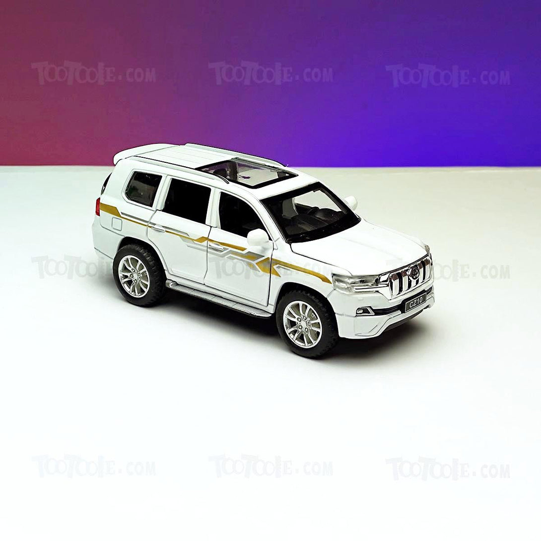 Diecast Car Toyota Prado Land Cruiser Luxury SUV Pull Back Car Model with Light - Tootooie