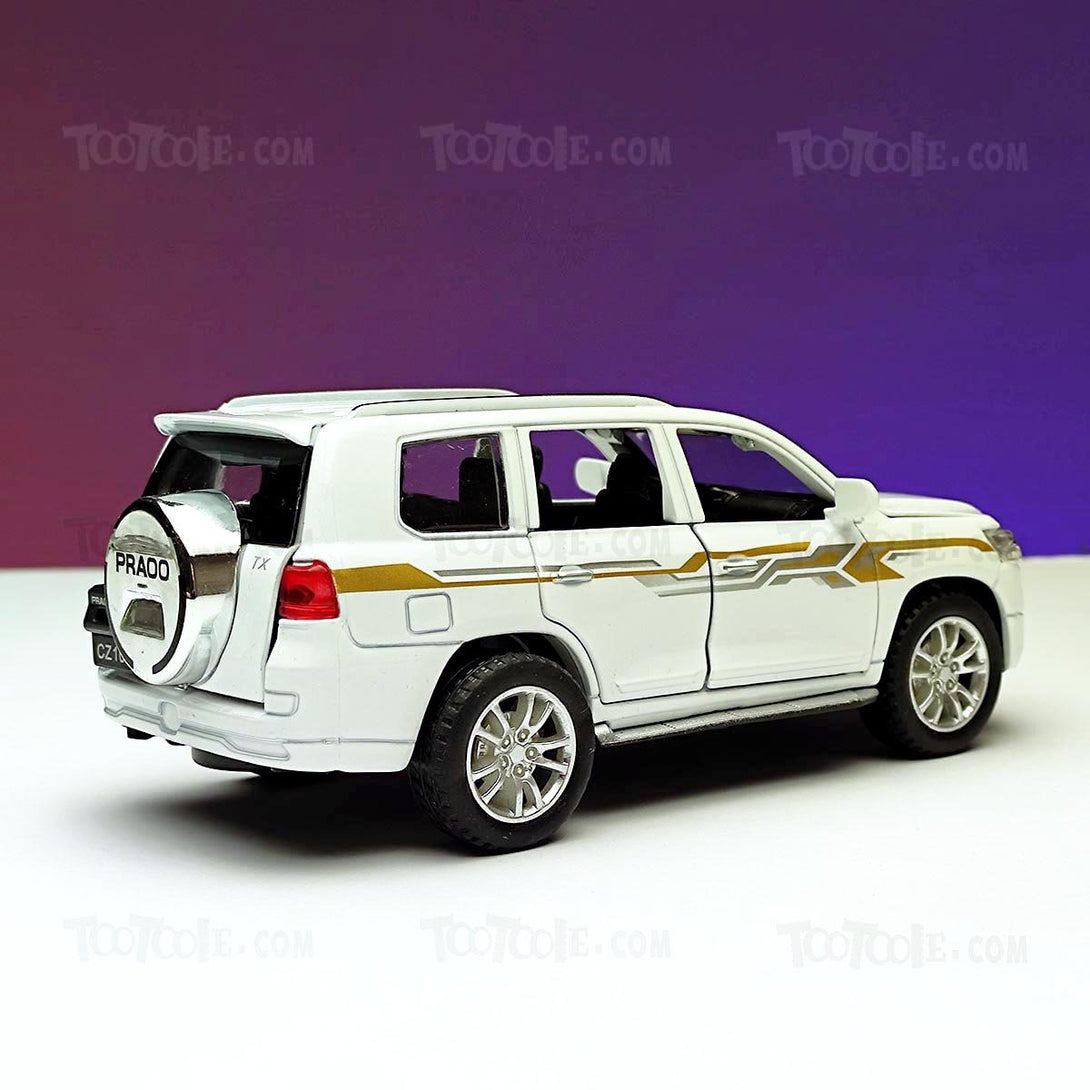 Diecast Car Toyota Prado Land Cruiser Luxury SUV Pull Back Car Model with Light - Tootooie