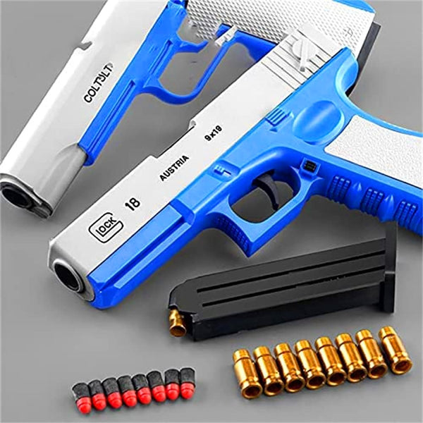 Glock Eject Mechanism Gun with Eva Soft Bullets Jump Ejecting Toy Pistol for Kids - Tootooie