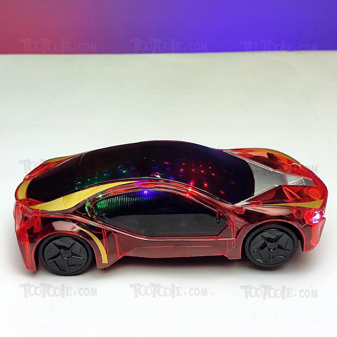 Electric 3D Lights Car with Music Transparent sound Bump Go Car for Kids - Tootooie