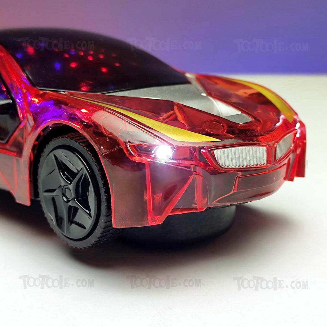 Electric 3D Lights Car with Music Transparent sound Bump Go Car for Kids - Tootooie