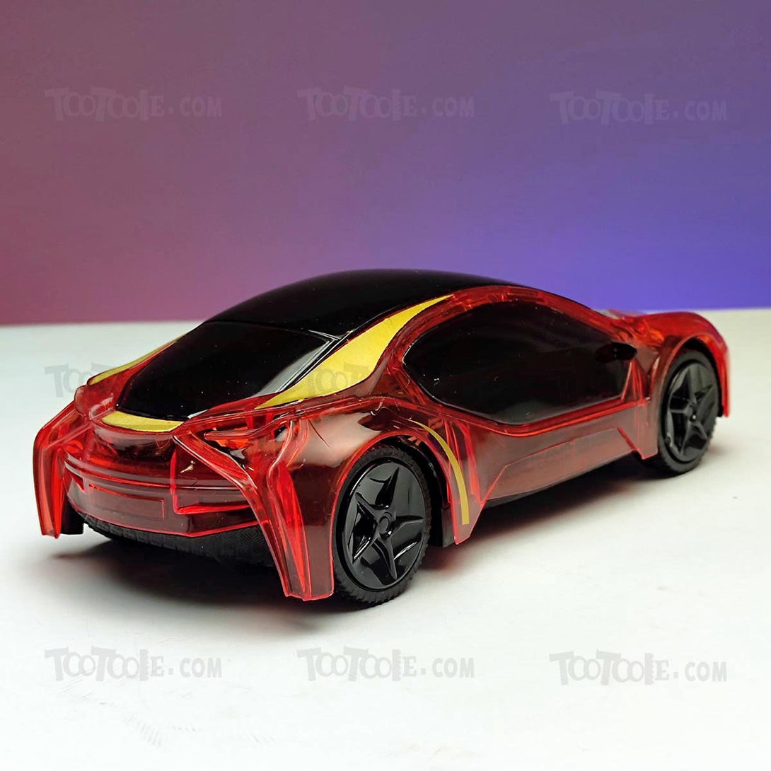 Electric 3D Lights Car with Music Transparent sound Bump Go Car for Kids - Tootooie