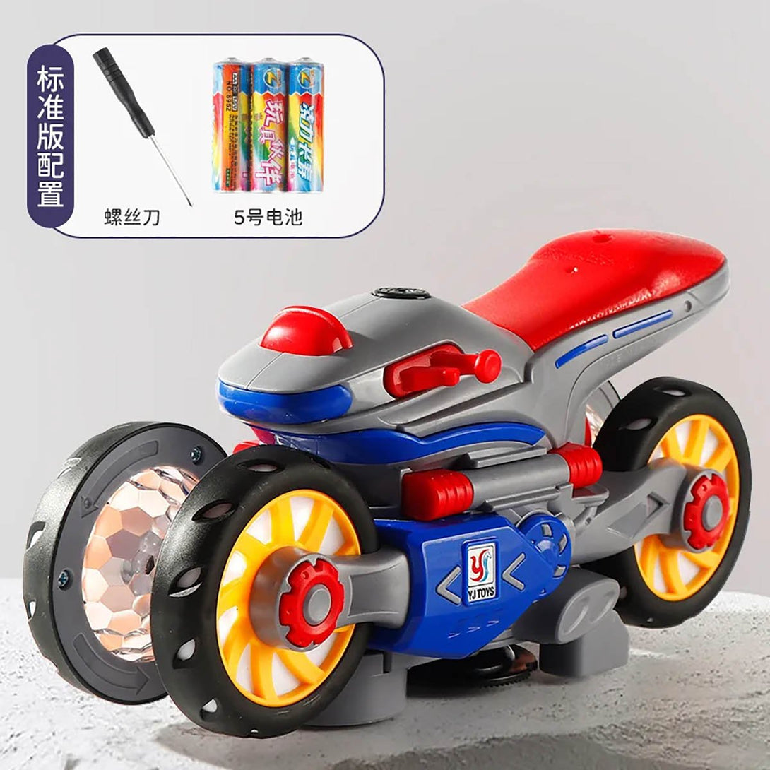 Electric Motorcycle 360 Stunt Rotating Lights Music Toy YJ - Tootooie