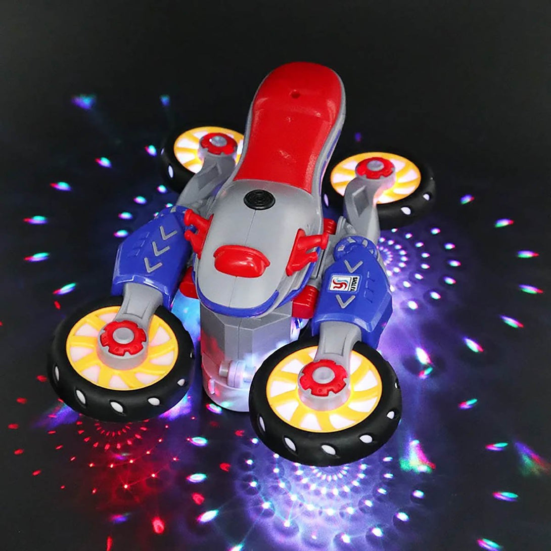 Electric Motorcycle 360 Stunt Rotating Lights Music Toy YJ - Tootooie