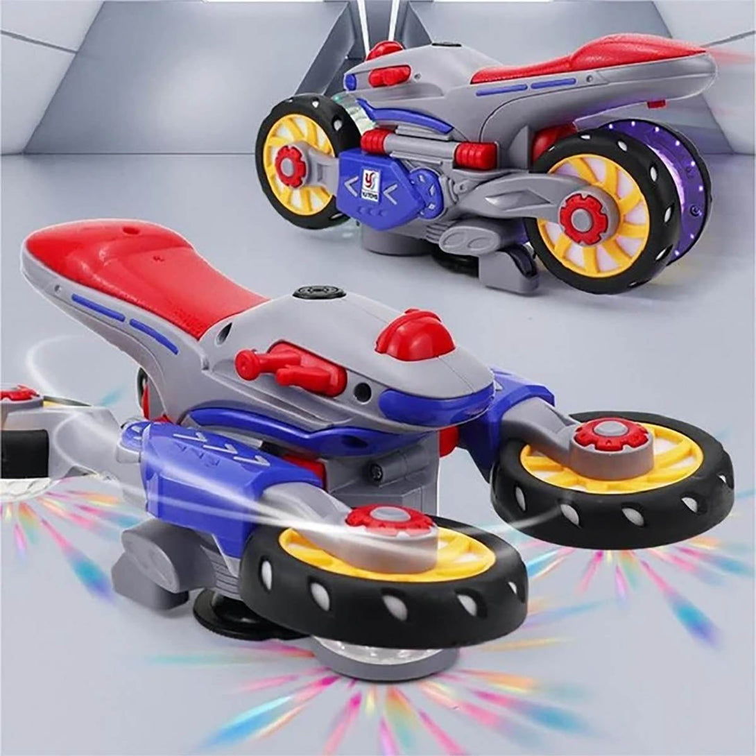 Electric Motorcycle 360 Stunt Rotating Lights Music Toy YJ - Tootooie