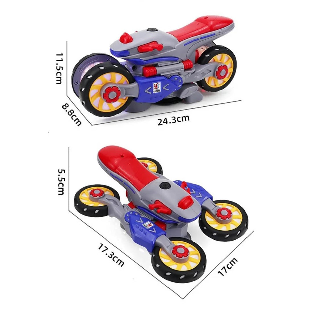 Electric Motorcycle 360 Stunt Rotating Lights Music Toy YJ - Tootooie